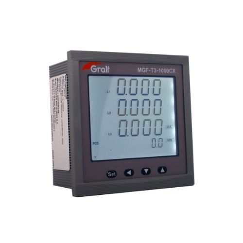 Analizador de red trifásico con medición de consumo y armonicos de panel